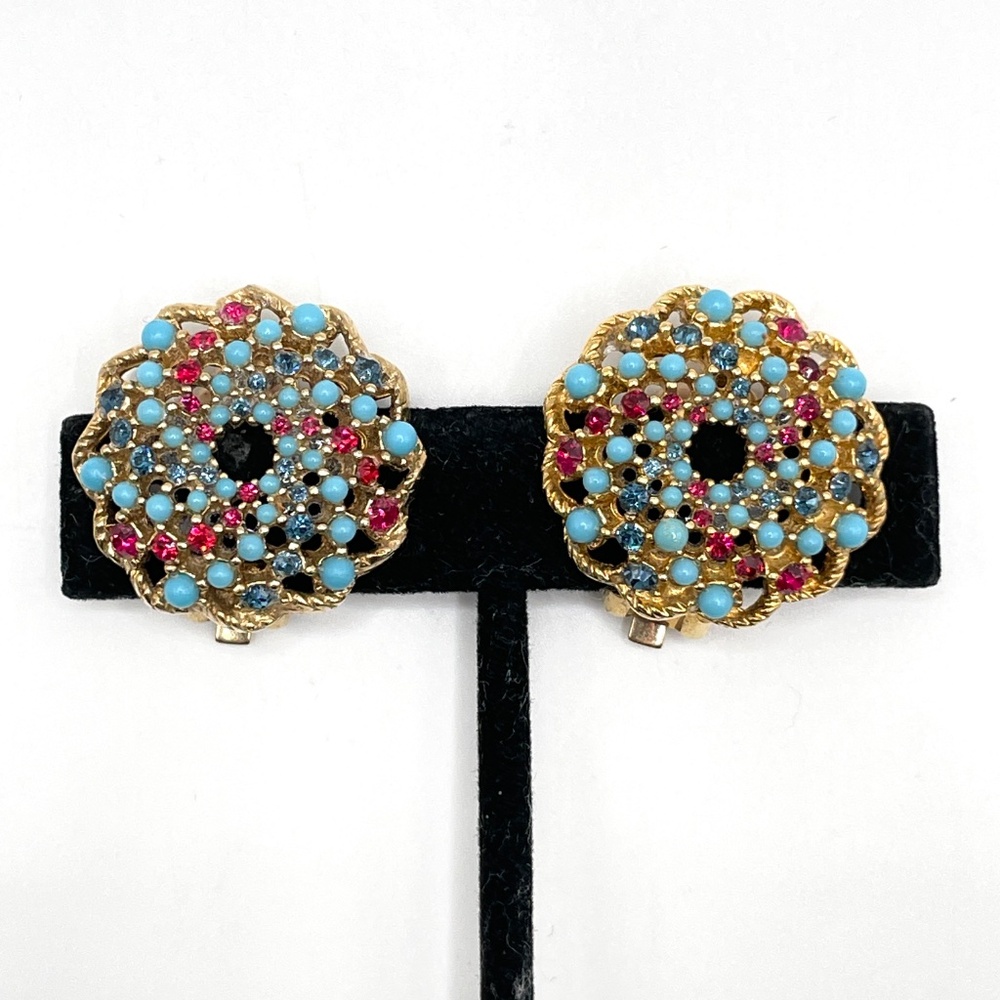 Sarah Coventry Clip Earrings Vintage Song of India 1965 Beaded